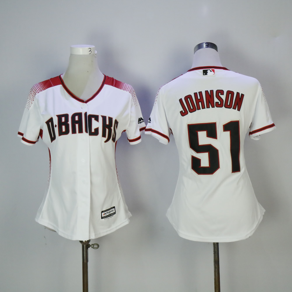 Women Arizona Diamondback #51 Johnson White MLB Jerseys1